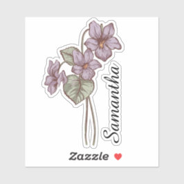 Pegatina Nombre Botánico Personalizado Floral Violeta Perso