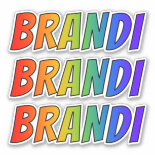 Pegatina Nombre "BRANDI" con arcoiris divertido