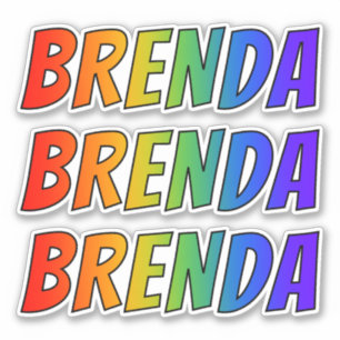 Pegatina Nombre "BRENDA" con arcoiris divertido