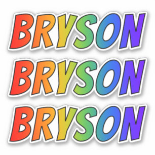 Pegatina Nombre "BRYSON" con arcoiris divertido