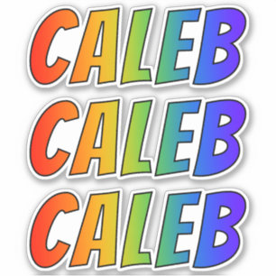 Pegatina Nombre "CALEB" con arcoiris divertido