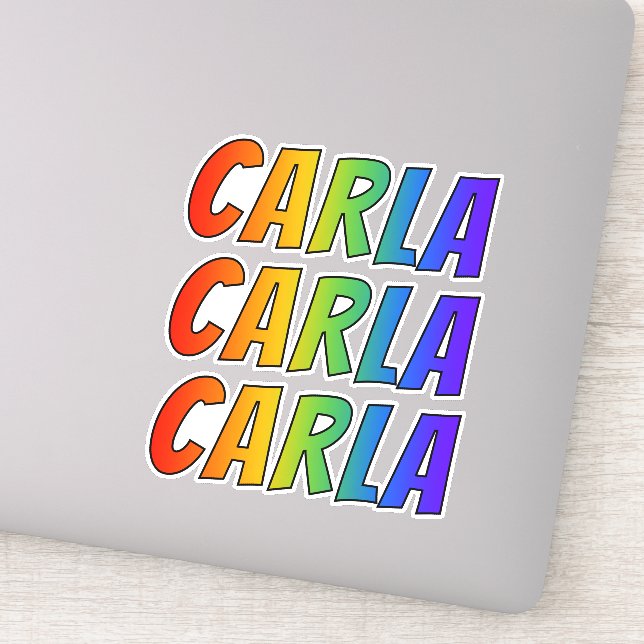 Pegatina Nombre "CARLA" con arcoiris divertido (Detalle)