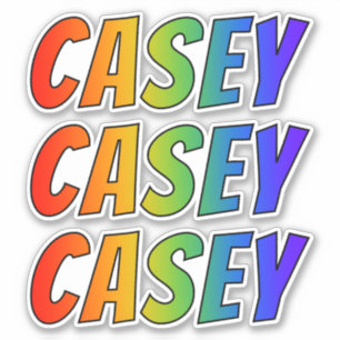 Pegatina Nombre "CASEY" con arcoiris divertido