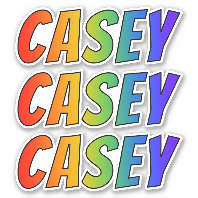 Pegatina Nombre "CASEY" con arcoiris divertido (Anverso)