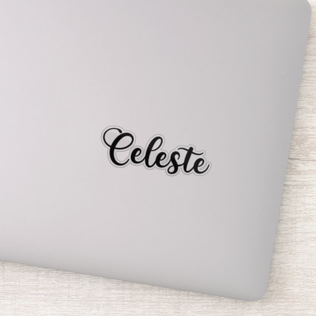 Pegatina Nombre Celeste - Caligrafía manuscrita (Detalle)