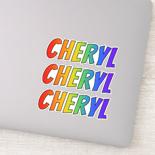 Pegatina Nombre "CHERYL" con arcoiris divertido