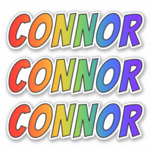 Pegatina Nombre "CONNOR" con un arcoiris divertido