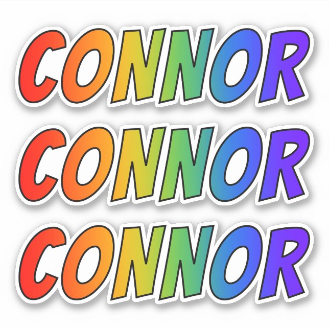 Pegatina Nombre "CONNOR" con un arcoiris divertido (Anverso)