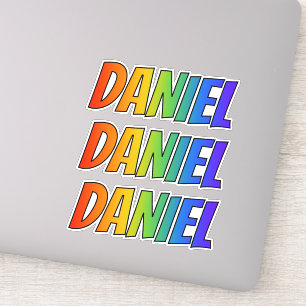 Pegatina Nombre "DANIEL" con arcoiris divertido