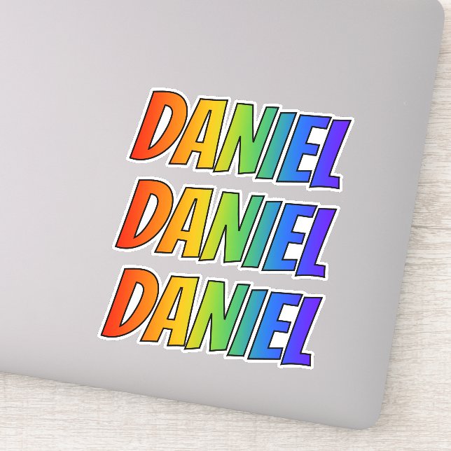 Pegatina Nombre "DANIEL" con arcoiris divertido (Detalle)
