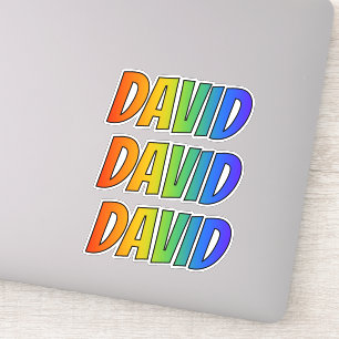 Pegatina Nombre "DAVID" con arcoiris divertido