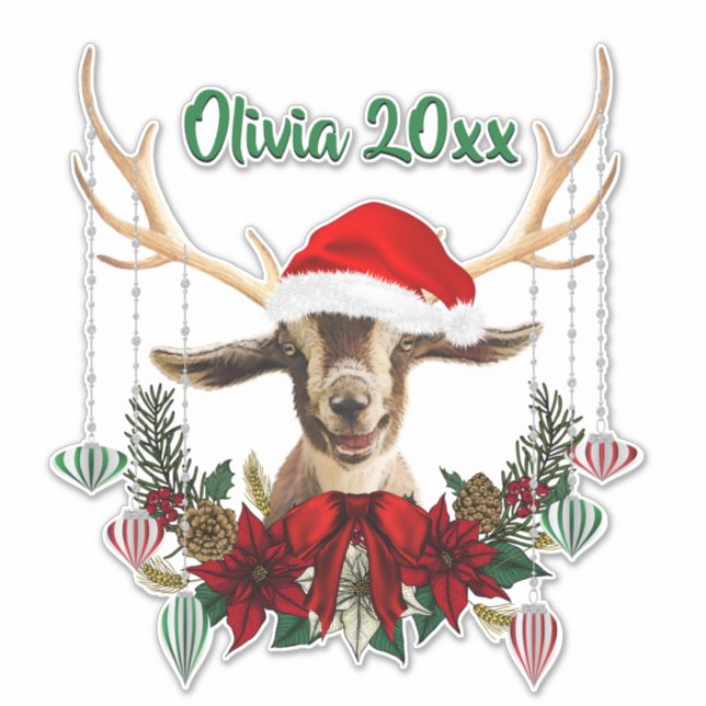 Pegatina NOMBRE DE ADICIÓN - Navidades Adorables Toggenburg (Anverso)