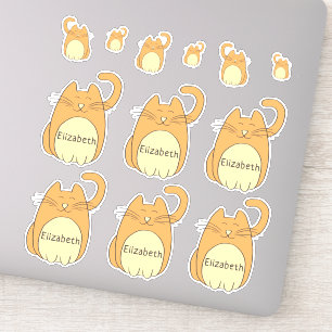 Pegatina Nombre de agregado de gatos Personalizado circular