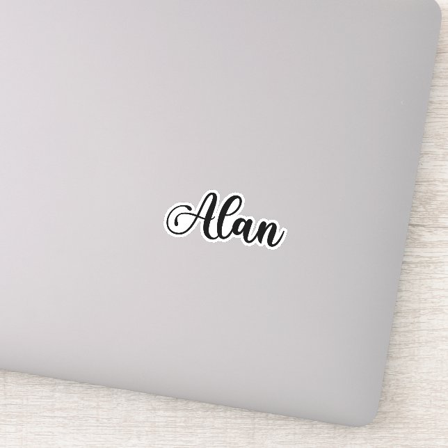 Pegatina Nombre de Alan - Caligrafía manuscrita (Detalle)