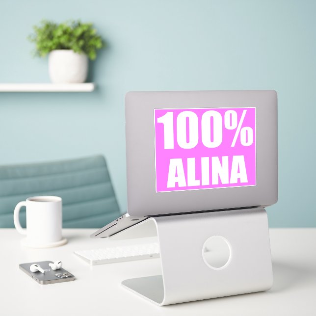 Pegatina Nombre de Alina al 100% (Ordenado portátil  en el escritorio)