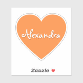 Pegatina Nombre de corazón Naranja grande personalizado