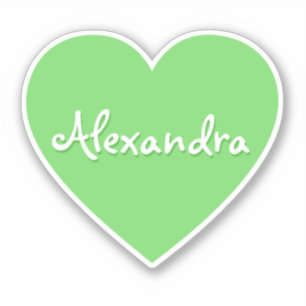 Pegatina Nombre de corazón verde grande personalizado