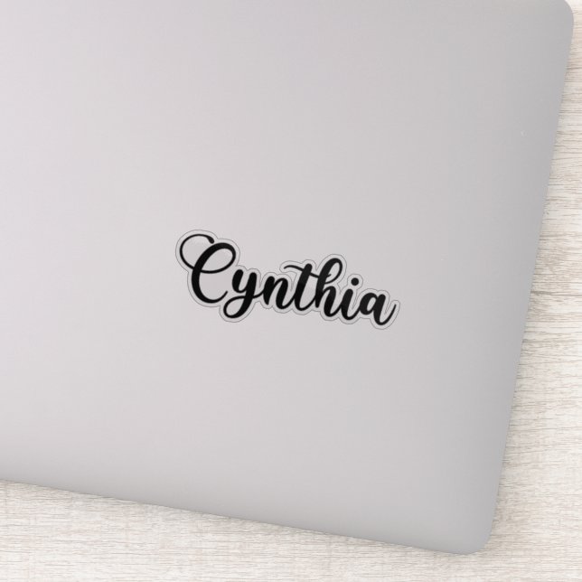 Pegatina Nombre de Cynthia - caligrafía manuscrita (Detalle)