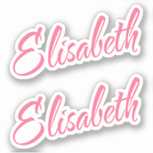 Pegatina Nombre de Elisabeth en letras cursivas rosa bonito