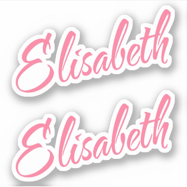 Pegatina Nombre de Elisabeth en letras cursivas rosa bonito (Anverso)