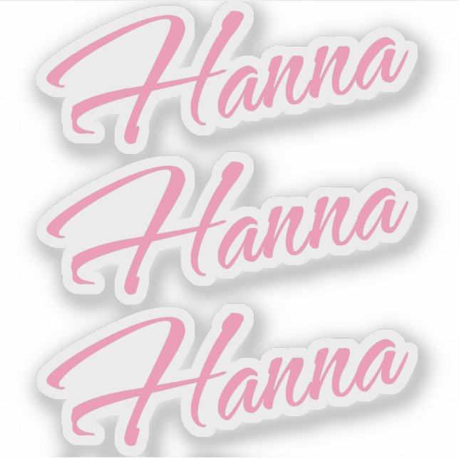 Pegatina Nombre de Hanna rosa x3 (Anverso)