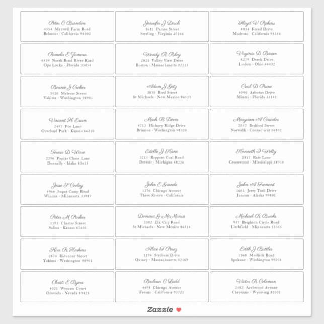 Pegatina Nombre de invitado boda Dirección Elegante Guión n (Hoja)