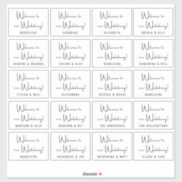 Pegatina Nombre de invitado de boda personalizado Bienvenid