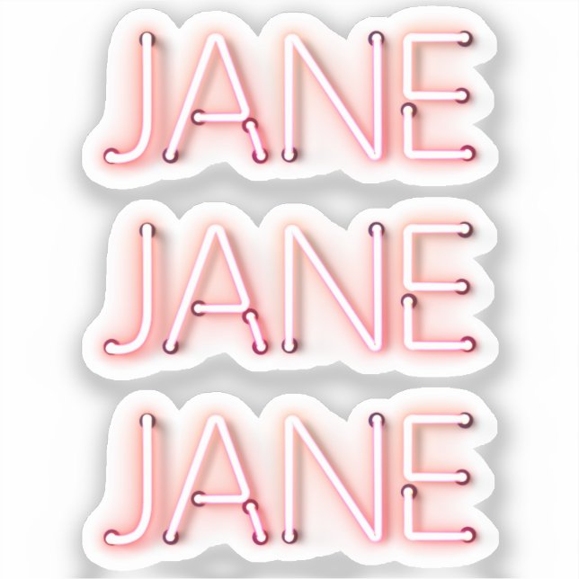 Pegatina Nombre de Jane en Luces de Neón GIGHT x3 (Anverso)