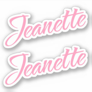 Pegatina Nombre de Jeanette en rosa x2