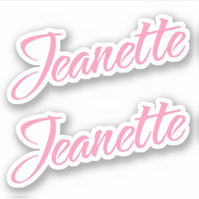 Pegatina Nombre de Jeanette en rosa x2 (Anverso)