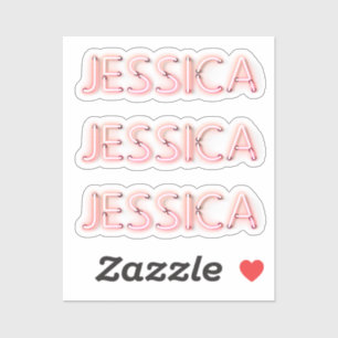 Pegatina Nombre de Jessica en luces de neón brillantes x3
