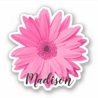 Pegatina Nombre de la flor rosada de margarita