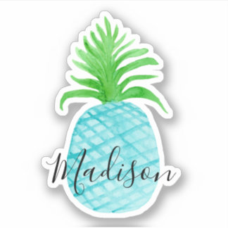 Pegatina Nombre de la piña de color azul verde azulado