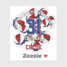 Pegatina nombre de los niños del clúster de baloncesto azul