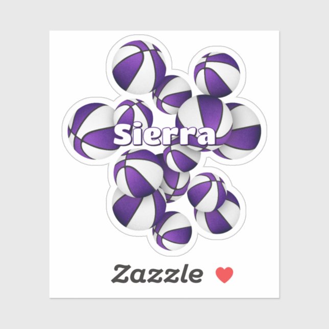 Pegatina nombre de los niños en el equipo blanco morado col (Hoja)