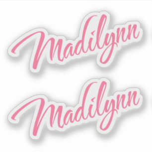 Pegatina Nombre de Madilynn cursivo rosa x2