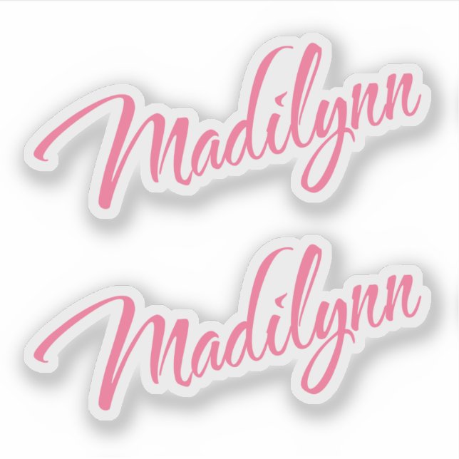 Pegatina Nombre de Madilynn cursivo rosa x2 (Anverso)
