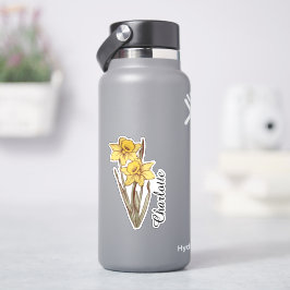 Pegatina Nombre de Narciso Personalizado Floral Inoxidable