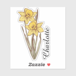 Pegatina Nombre de Narciso Personalizado Floral Inoxidable