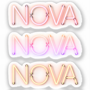Pegatina Nombre de Nova en luces de neón x3