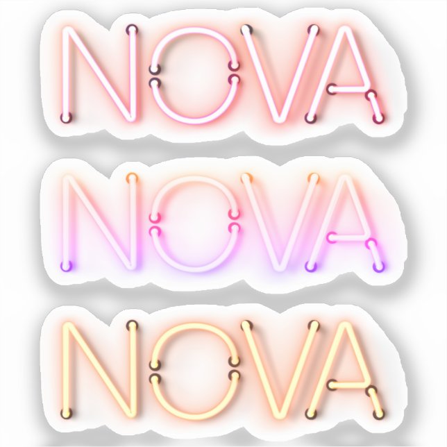 Pegatina Nombre de Nova en luces de neón x3 (Anverso)