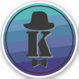 Pegatina Nombre De Ombre Azul Monograma Inicial Para Hombre