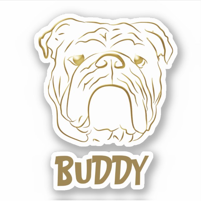 Pegatina Nombre de perro Bulldog (Anverso)