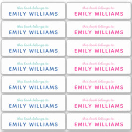 Pegatina Nombre de placa de identificación de libro simple