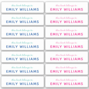 Pegatina Nombre de placa de identificación de libro simple