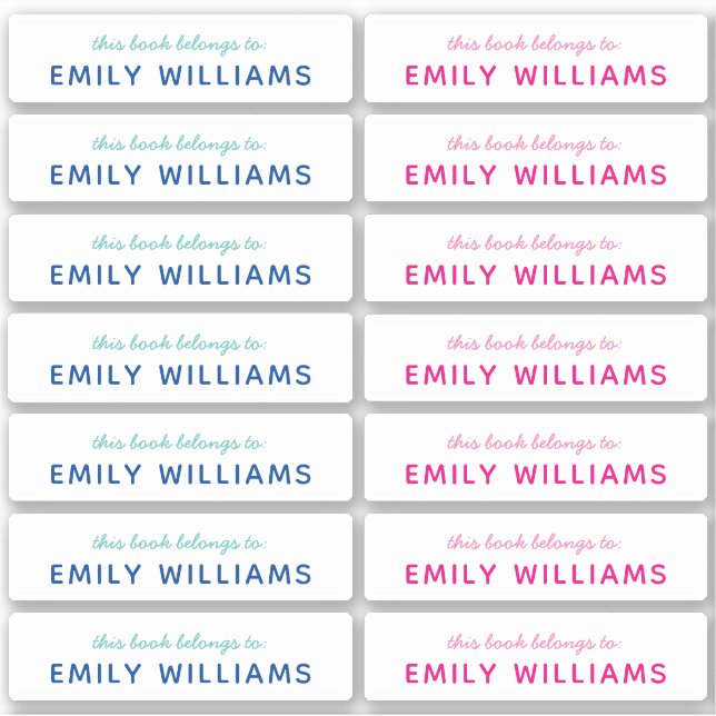 Pegatina Nombre de placa de identificación de libro simple (Anverso)