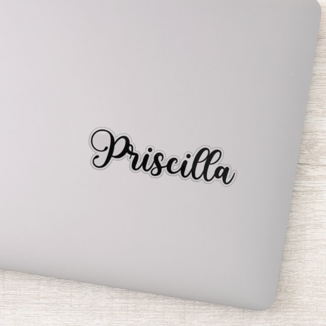 Pegatina Nombre de Priscilla - caligrafía manuscrita (Detalle)