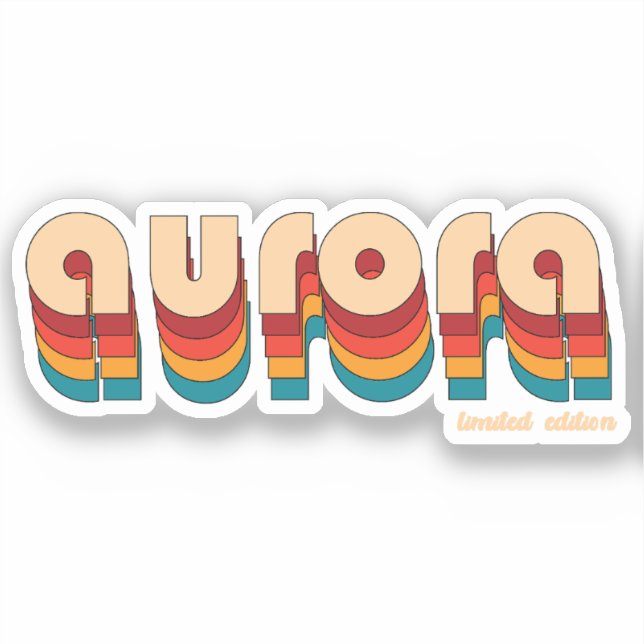Pegatina Nombre de Retro Aurora (Anverso)