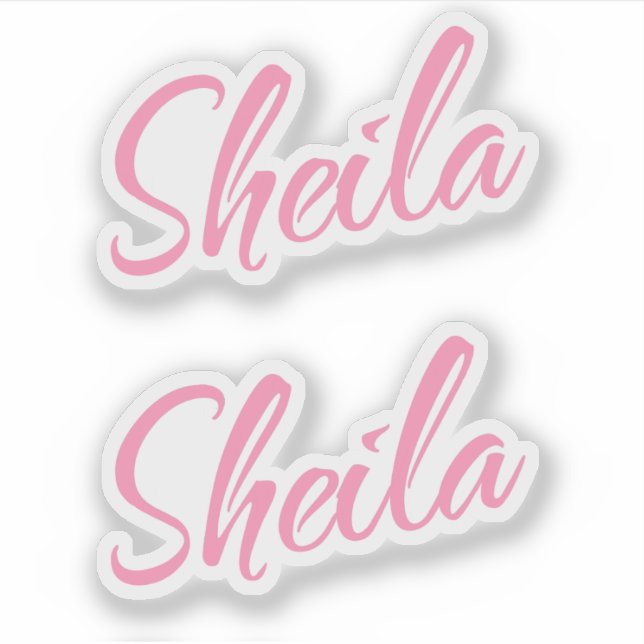 Pegatina Nombre de Sheila letra de guión cursiva rosa x2 (Anverso)