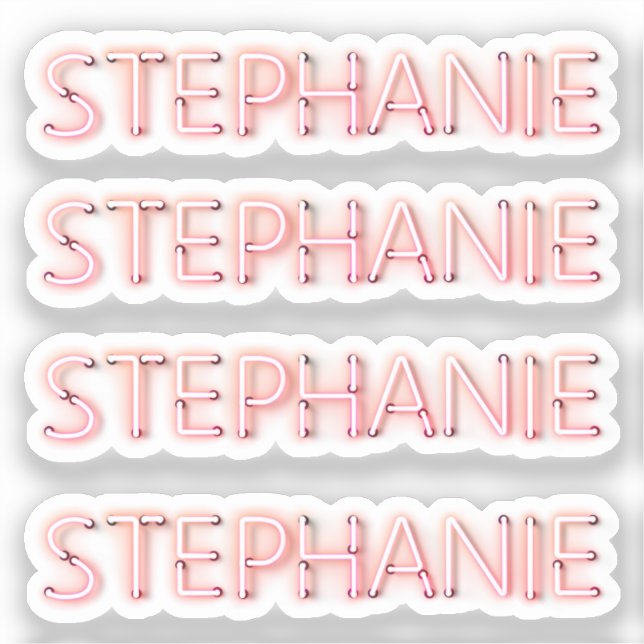 Pegatina Nombre de Stephanie en luces de neón brillantes (Anverso)